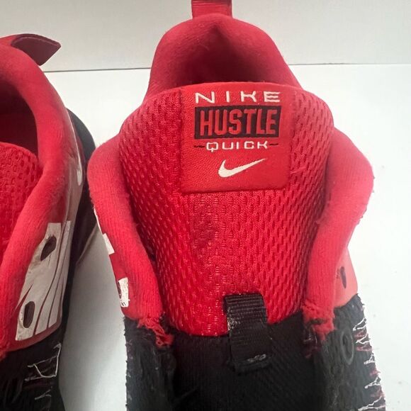 NIKE Hustle Quick Sneakers Youth Sz 2 Red Leather Mesh Cushioned‎ Athletic Shoes - Picture 10 of 15